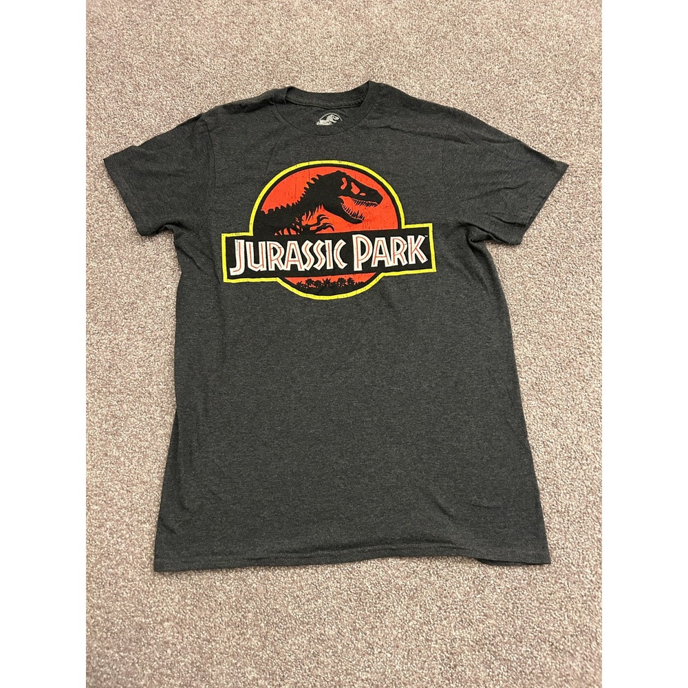 Jurassic World T-Shirt Mens Small Charcoal Grey Excellent Graphic Tee Logo